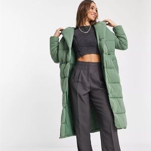 RIVER ISLAND longline padded jacket size XS in seafoam green
